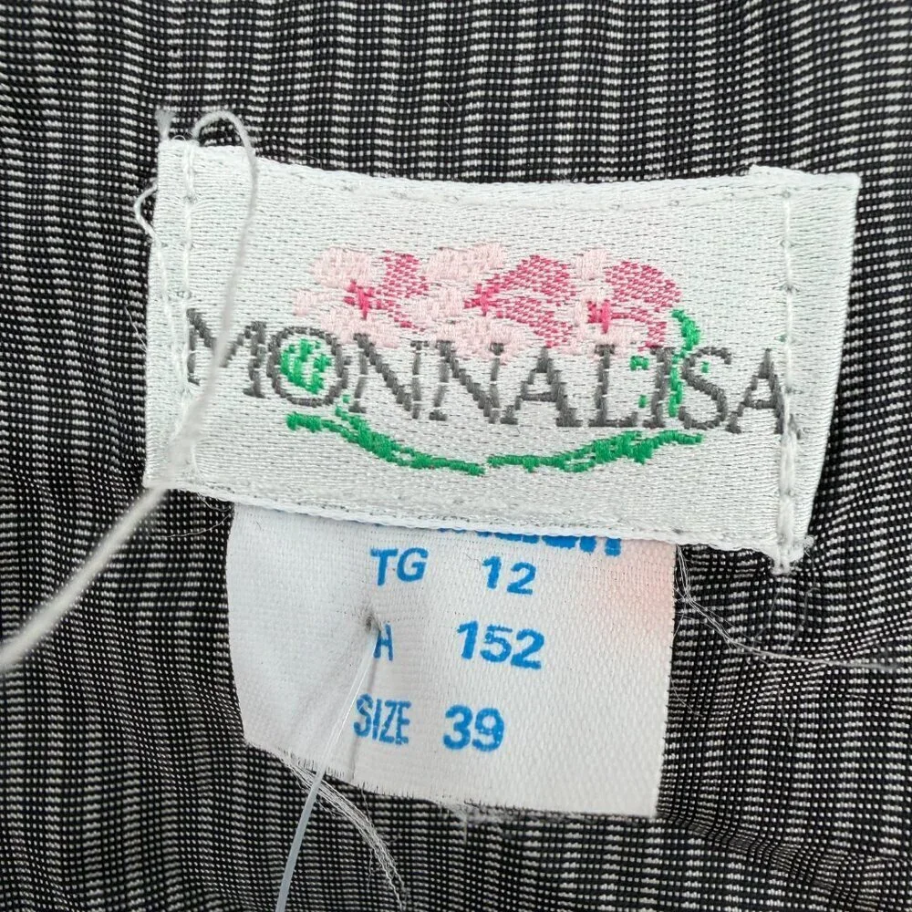 Monnalisa Designer Black & White Plaid Wool Vest Girls Size 12 Preppy Chic NWT